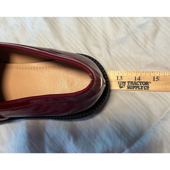 ARNO CONTI Unisex W 11 M 10.5 Loafers Burgundy Patent Leather Chunky Split Toe